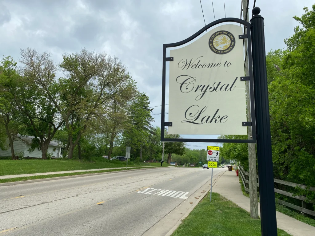 Village of Crystal Lake Illinois welcome sign
